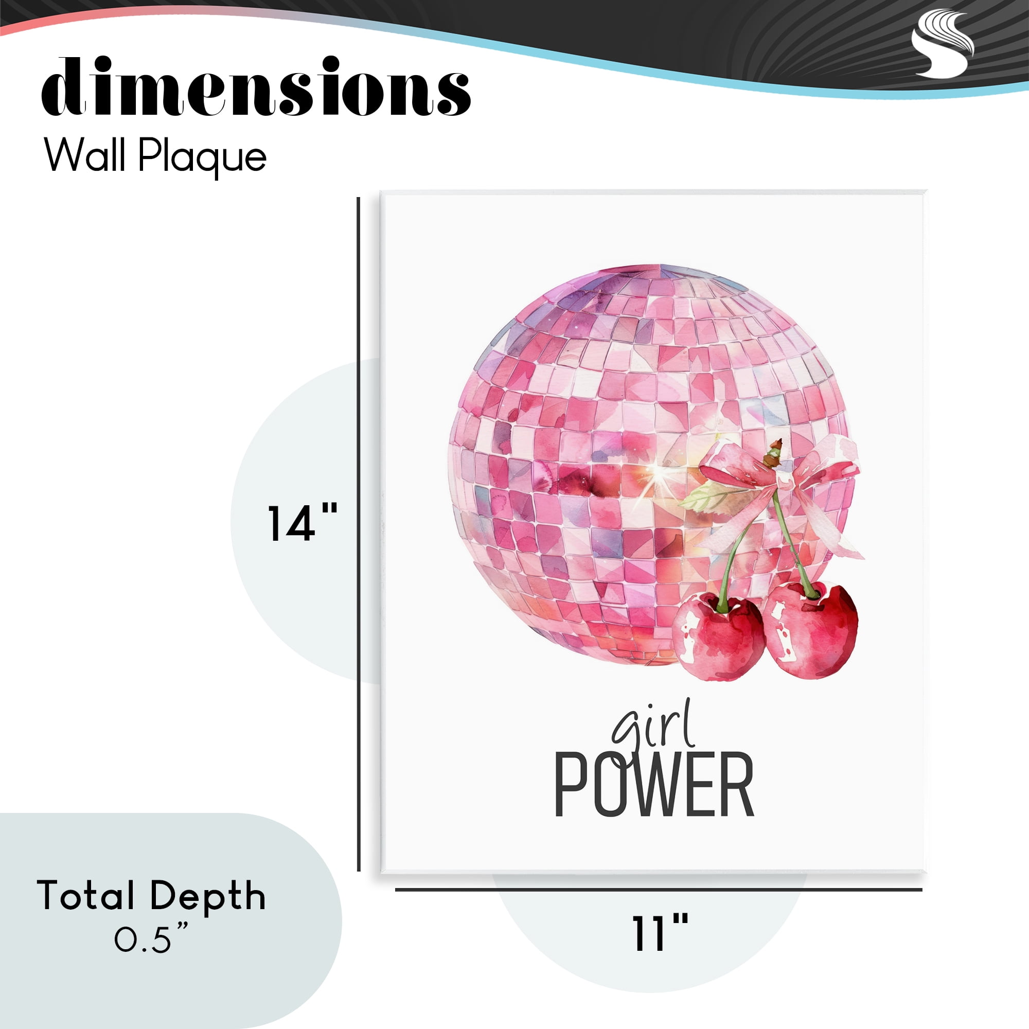 Girl Power Disco Cherries Wall Plaque Art, design by Kim Allen