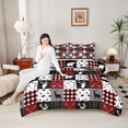 thumbnail image 4 of Homewish Rustic Deer Bear Full Size Comforter Sets, Vintage Red Buffalo Patchwork Bedding Comforter Set, Hunting and Fishing Reversible Bedding Sets, Lightweight Room Decor, 3pcs, 4 of 8