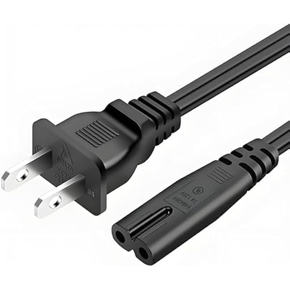 6FT LG TV Power Cord for LG TV 24" 28" 32" 40" 43" 48" 49" 50" 55" 60" 65" 75" 80" 85" LCD HD Smart 4K TVs 2 Prong AC Power Cable, 43LH570A 55UH6090 55LH575A 55UH6030 32LH500B Charging Cable (Black)