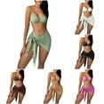 thumbnail image 5 of Feimerou Womens 3 Piece Swimsuits Halter Triangle Thong Bikini Sets Swimsuit Modest Elegant Bathing Suits Swimwear with Beach Cover Up Savings, 5 of 5
