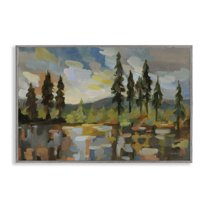 Stupell Industries High Mountain Lake Landscape & Nature Painting Gray Framed Art Print Wall Art, 18 x 12