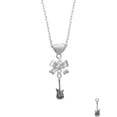 thumbnail image 2 of Delight Jewelry Silvertone Rock Star Guitar Silver tone Bow Heart Necklace, 2 of 4