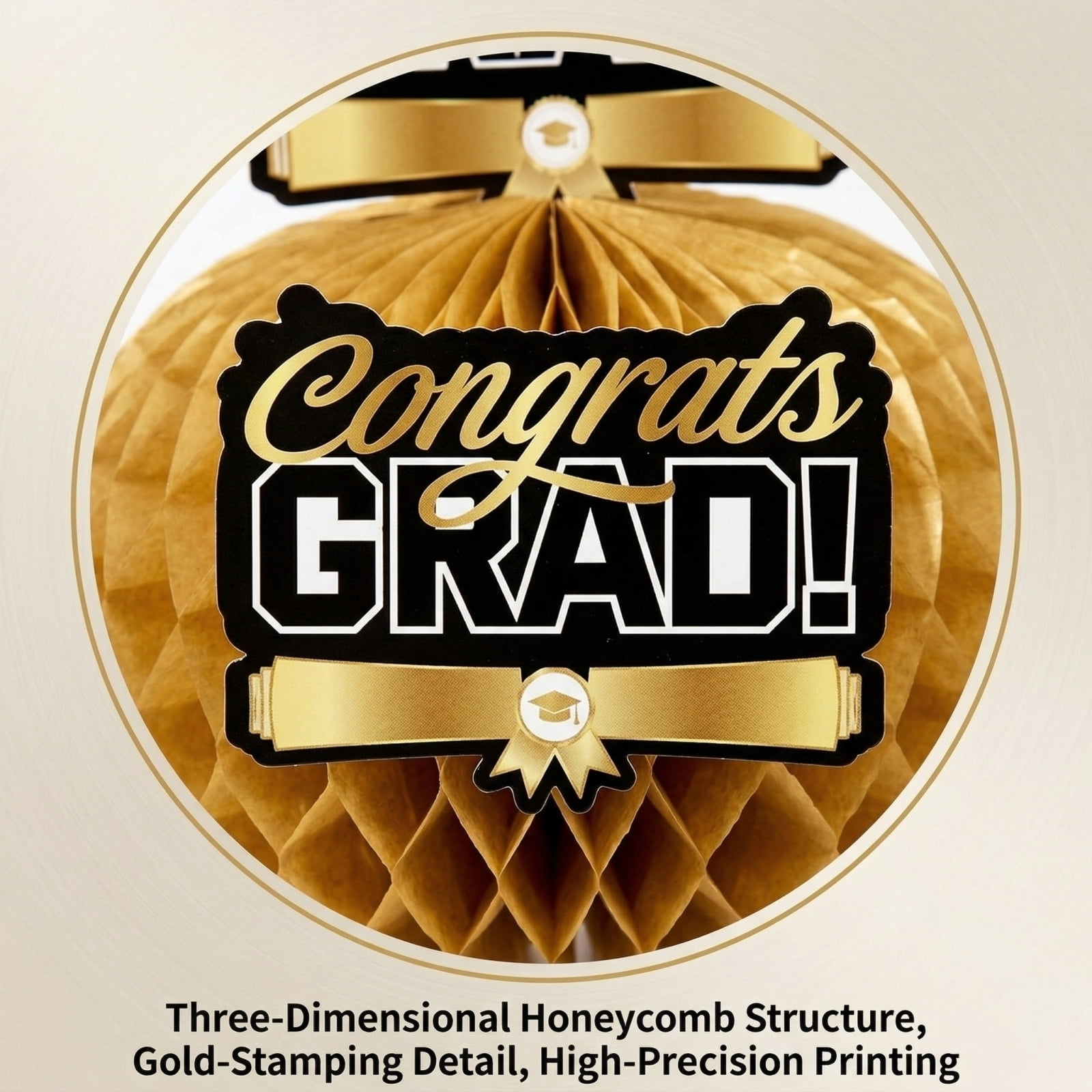 Graduation Party Decorations Set - Congrats Grad Black Gold 2026 Decor with Banners, Hanging Swirls, Backdrop, Honeycomb Decor, Balloons for High School College Grad Party