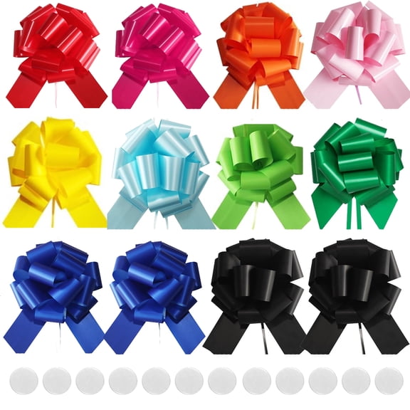 12PCS Pull Bows for Gift Wrapping, 6 Inch Gift Bows for Presents, Birthday, Anniversary, Party, Christmas, Wreath, Holiday Celebration Gift Decoration