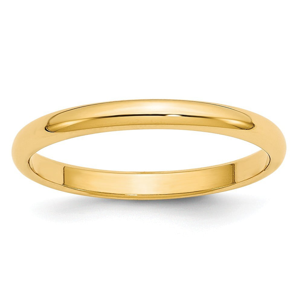 14k Yellow Gold 2.5mm Engravable Half Round Band