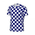 thumbnail image 5 of T Shirt For Men Blue And White Checkerboard Sports T-Shirt Racing Flag Checkered Popular T-Shirts Me, 5 of 7