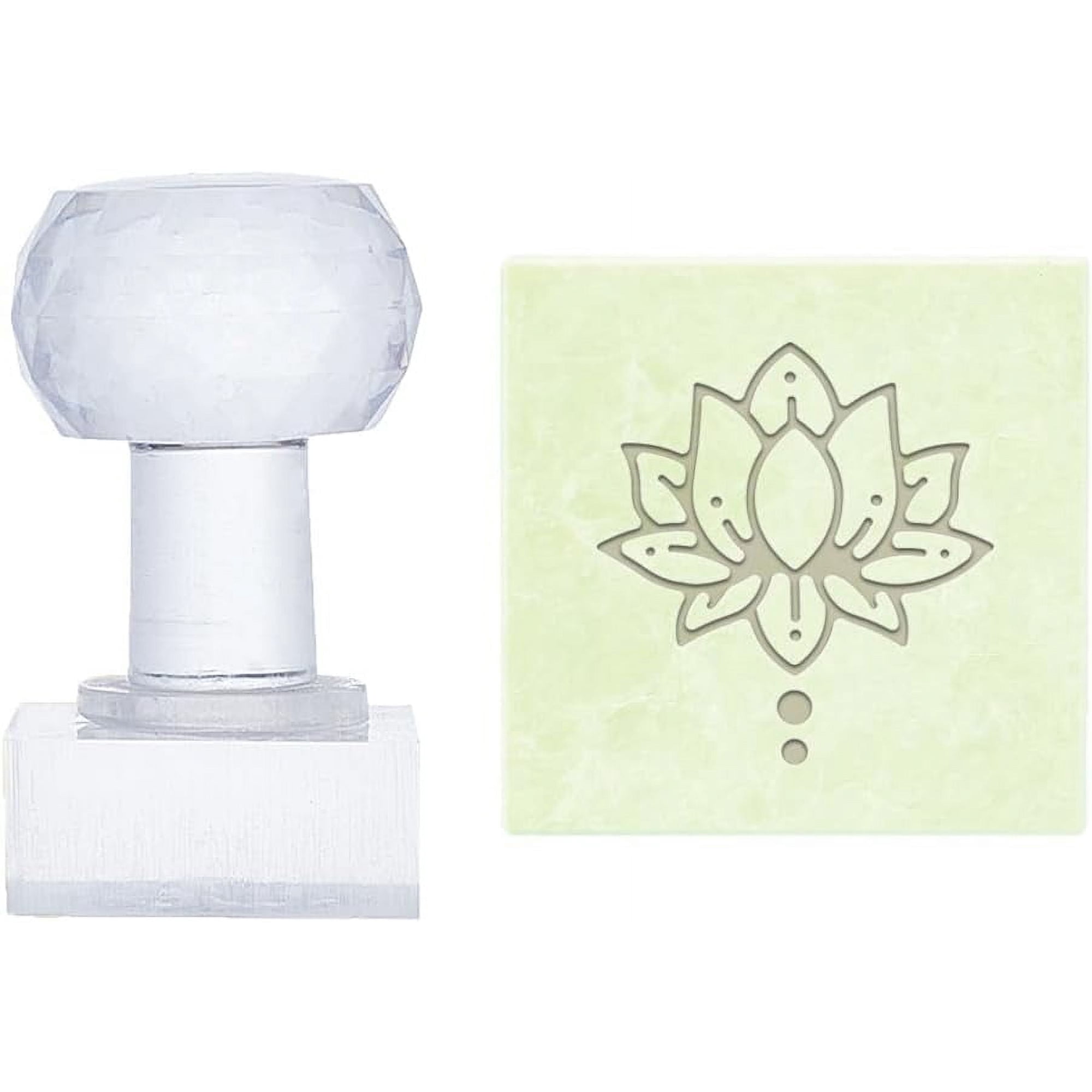 Acrylic Soap Stamp Lotus Flower Handmade Soap Stamp Imprint Stamp 1.3 Inch Square Natural Soap Chapter with Handle for DIY Handmade Soap Envelope Invitation Cards Craft Making