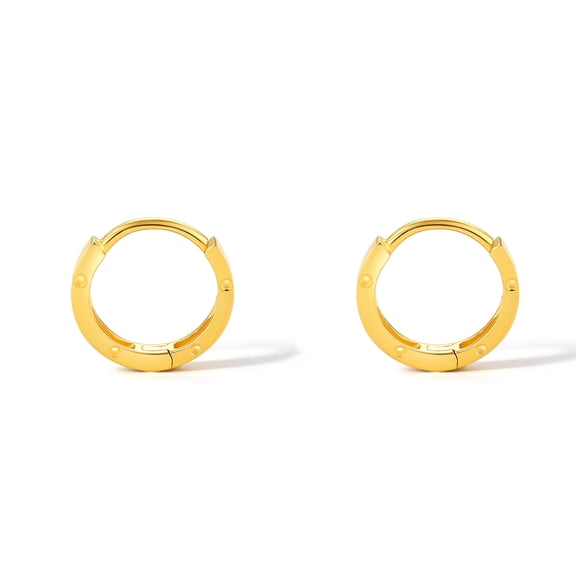 ZHOU LIU FU 18K Gold  Hoop Earrings  Chic O Shape Tiny Everyday Gift for Women C0910793