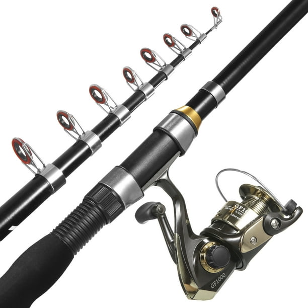 Lixada Fishing Rod Reel Combo Full Kit 2.1m/2. Telescopic Fishing Rod  Spinning Reel Set with Hooks Soft Lures Barrel Swivels Storage Bag 