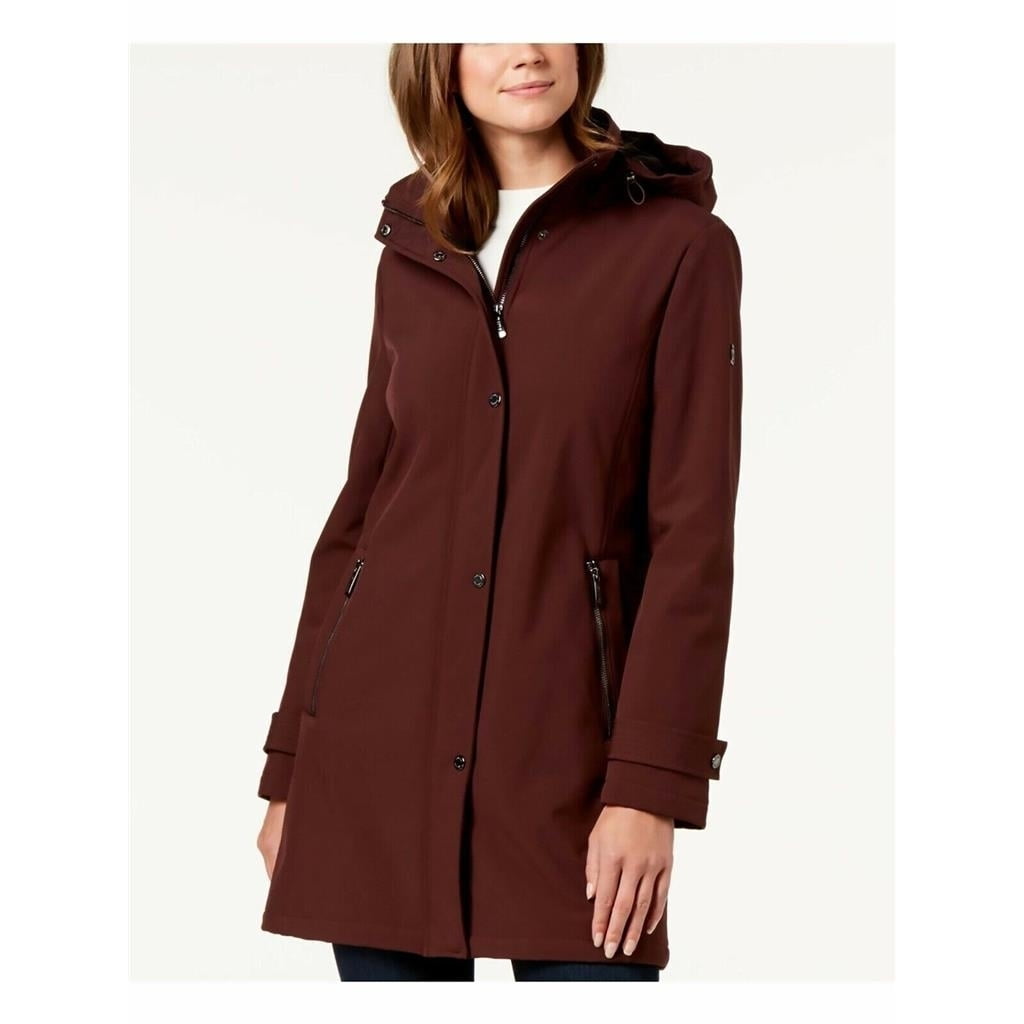 Authentic CALVIN KLEIN Womens Pocketed Rain Coat, MAROON, XS MSRP: $200 New  with box/tags 