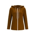 thumbnail image 4 of Ozmmyan Womens Lightweight Zip Up Hoodie Long Sleeve Drawstring Hooded Jacket Casual Solid Color Thin Coat, 4 of 6