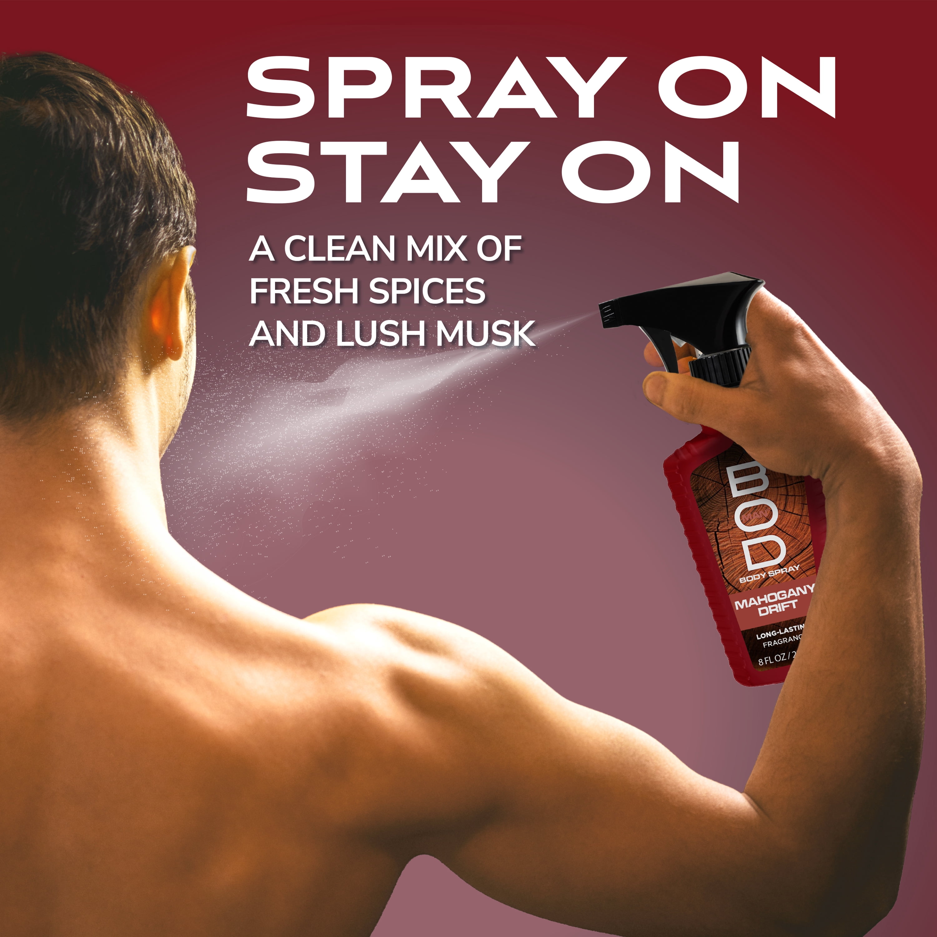 BOD Man Mahogany Drift Fragrance Body Spray, 8 fl oz