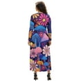 thumbnail image 2 of FKELYI Long Sleeve Maxi Dress for Women Art Flower Mushroom Print V-Neck Soft Casual Dress Flowy A-Line Dresses with Side Pockets for Party Wedding, M, 2 of 6