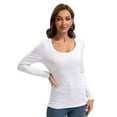 thumbnail image 5 of Women Long Sleeve Scoop Neck Slim Fitted Basic Soft T-Shirts, 5 of 6