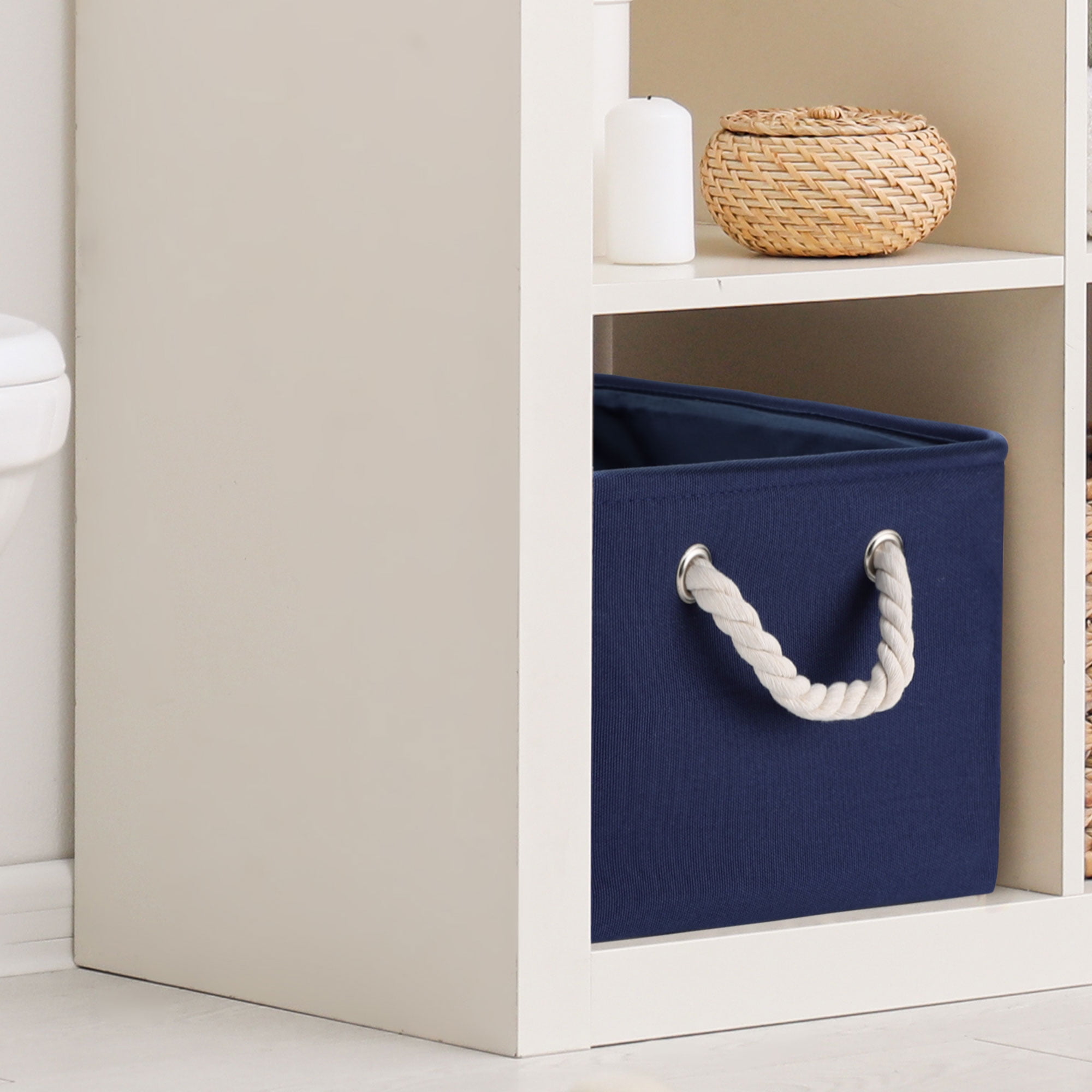 Unique Bargains Foldable Fabric Storage Basket with Handles 16.14" x 12.20" x 7.87"