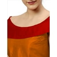 thumbnail image 4 of eloria Women's Art Silk Boat Neck Sleevless Partywear Filler Blouse Top, Color : Mustrad & Red, 4 of 6