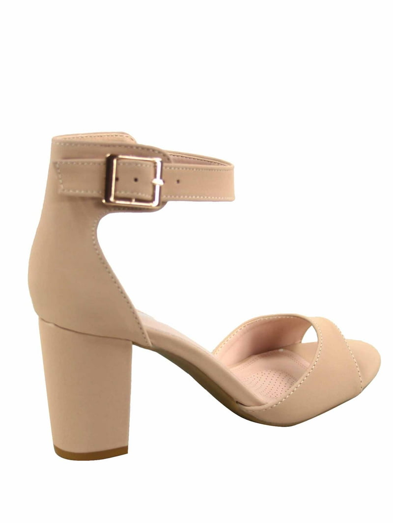 Sunshine-53 Women's Fashion Peep Toe Ankle Strap Buckle