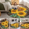 thumbnail image 6 of Round Area Rug 6ft,Farm Yellow Sunflower Butterfly Washable Carpet Non-Slip Runner Accent Rugs Indoor Floor Mat for Bedroom Living Room Decor,Retro Brown Wood Plank, 6 of 9
