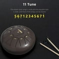 thumbnail image 3 of LAGRIMA Steel Tongue Drum, 11 Notes 10 Inches Percussion Instrument with Drum Mallets Note Stickers Finger Picks Mallet Bracket and Gig Bag, Brown, 3 of 7
