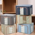 thumbnail image 5 of Clothes Storage Bag Foldable Storage Bin Closet Organizer with Reinforced Handle Sturdy Fabric Clear Window for Sweaters, Coats, T-shirts, Blankets, 1Pack (30x20x40cm/11.8x7.9x15.7in),Gray, 5 of 5