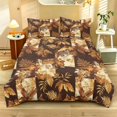 thumbnail image 2 of ZIATUBLES Twin Size Duvet Cover Set - Soft Bedding with Brown Leaf Patchwork Print, Lightweight All-Season Comforter Cover & 2 Pillowcases, Machine Washable Easy Care for Home Dorm, 2 of 8