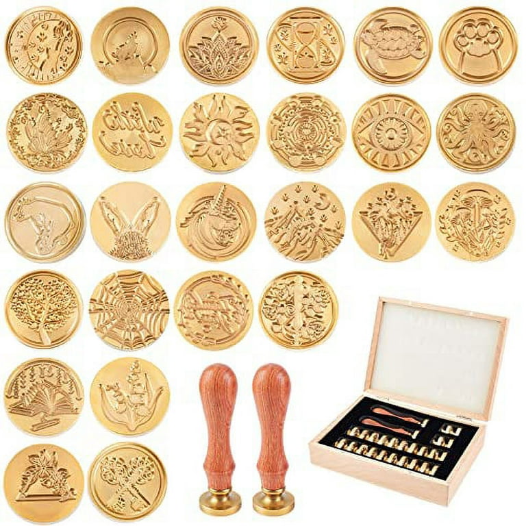 1PC Brass Sealing Wax Seal Stamp Removable Wood Handle Crown Heart Vintage  25mm for Halloween 