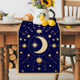 thumbnail image 5 of Burlap Table Runner 48 Inches Long, Yellow Moon Star Non-Slip Kitchen Table Runners for Dining Room Everyday Use Party Table Decorations Abstract Polka Dot on Dark Blue, 5 of 9