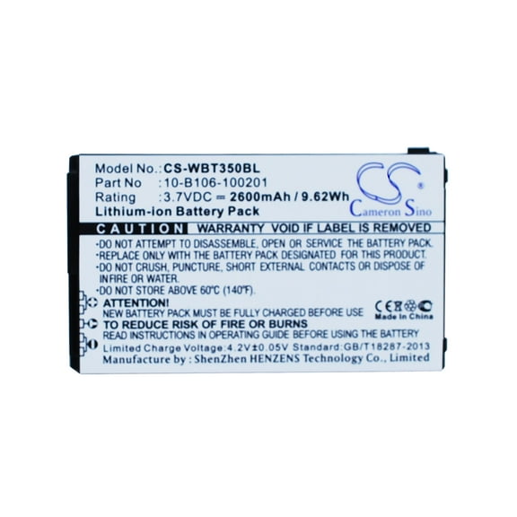 Battery for Widefly BT350 BT-350 DT350 DT-350 10-B106-100201 CS-WBT350BL