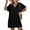 Black, variant on Swimsuit Coverup for Women Waffle Knit V Neck Short Sleeve Beach Coverup Dress with Pockets