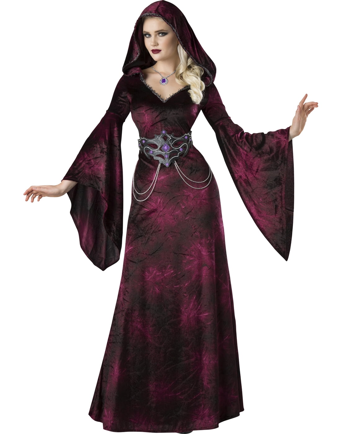 Gothic Vampire Ladies Fancy Dress Adults Dark Halloween Robe Costume Outfit 
