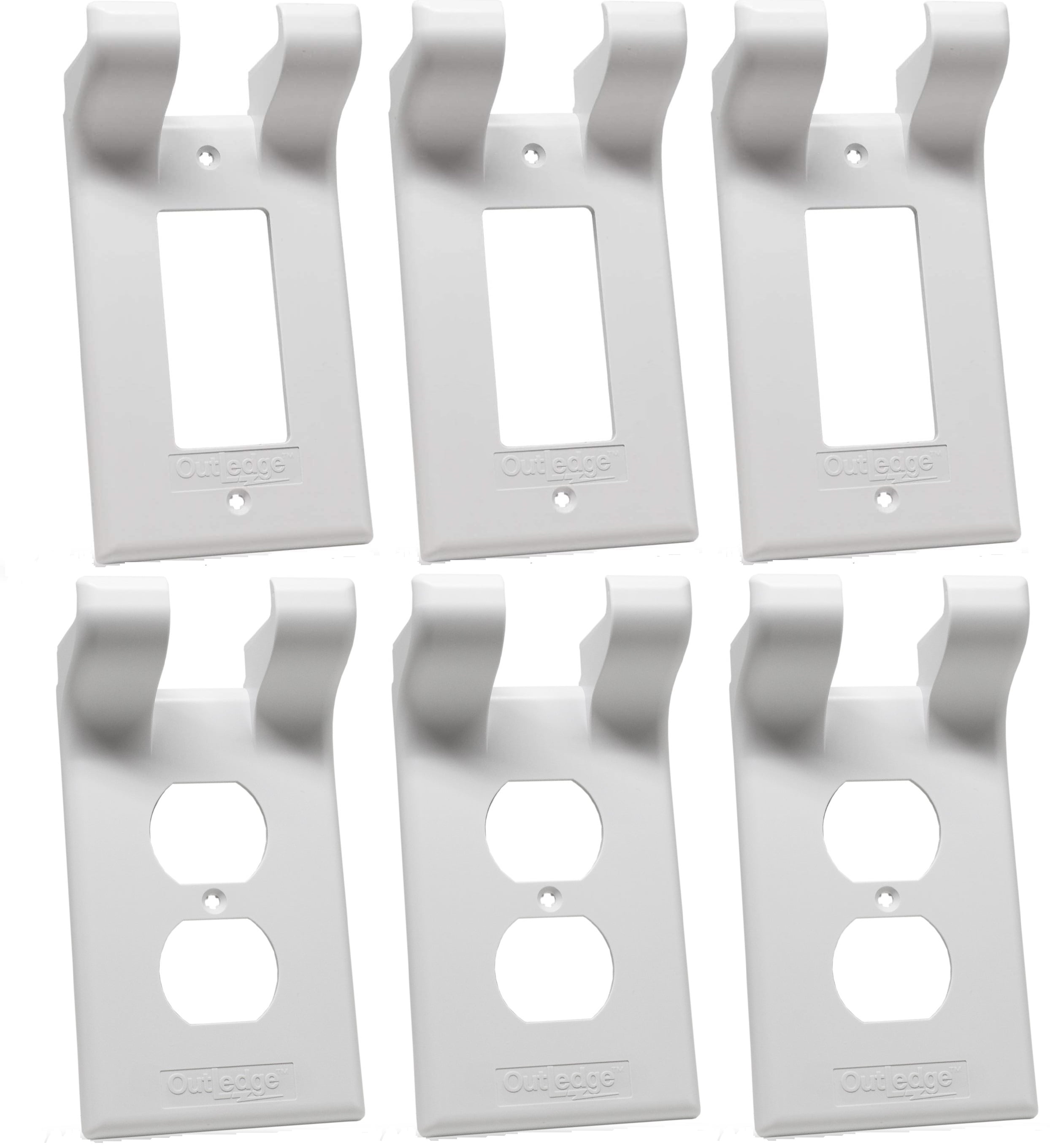 Outledge® 6Pack Duplex & Decora outlet shelf wall plate for device