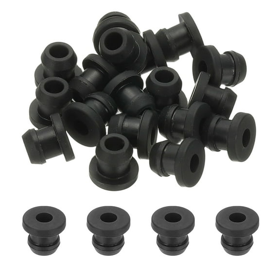18pcs Wire Grommet, 6.5mm Mounting Dia Plastic Grommets Cable Snap Bushing Cable Mounting Hose Bushing Grommet Protector Fasteners Locking Silicone for Wire Cable Hose, Black