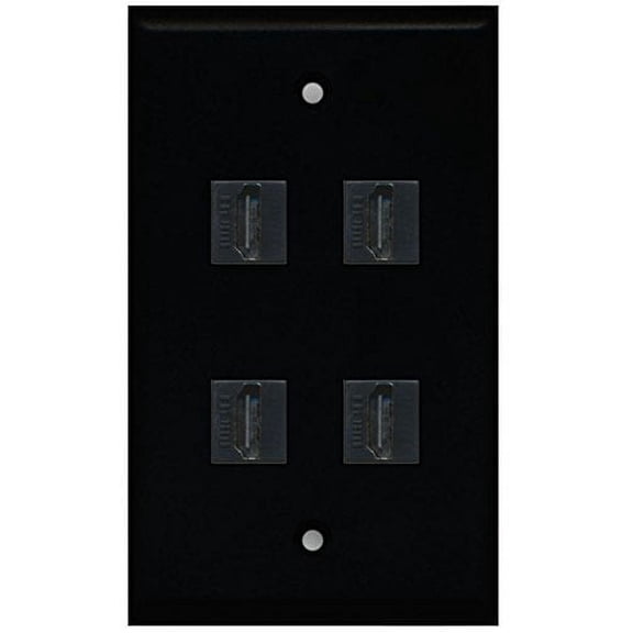 RiteAV - 4 Port HDMI Wall Plate - Black