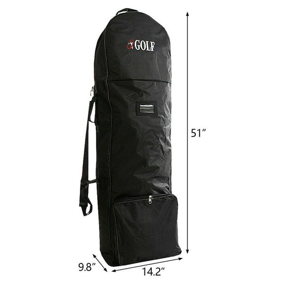Foldable Golf Clubs Travel Bag with Wheels - Wear - Resistant 600D Oxford, Black