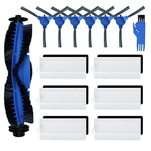 Spare Accessories Compatible with eufy 11S,25C,30C Slim Robotic Vacuum Cleaner NOT for Max/G/L Series Replacement Parts Include: 1 Roller Brush 6 Edge Brushes 6 Filter Foam Kit