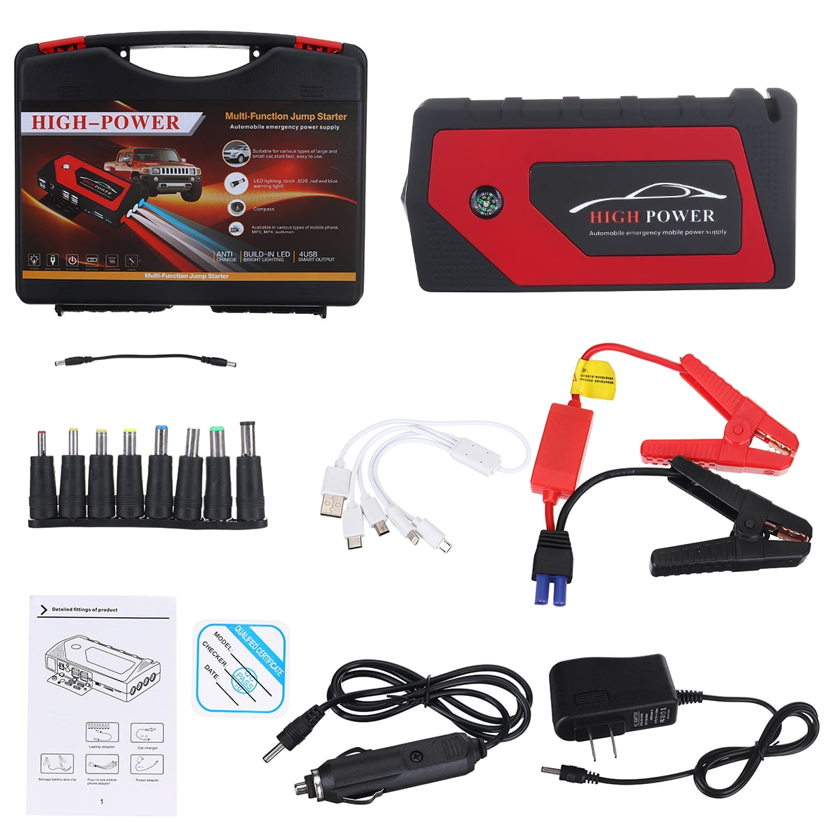 69800mAh 12V Car Jump Starter Portable USB Power Bank Battery Booster Clamp 600A 