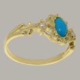 thumbnail image 4 of LBG British Made 14k Yellow Gold Natural Turquoise & Cultured Pearl Womens Promise Ring - 33 size options - Size 8.25, 4 of 8