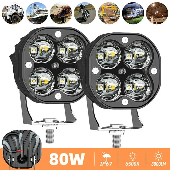 LED Off-Road Driving Fog Light 2Pcs 40W 3 Inch LED Pod Light Work Auxiliary Light Ditch Light Suitable for Motorcycle Truck Car SUV ATV Boat Pickup Truck Tractor