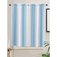 thumbnail image 2 of Bedroom Curtains 63 Inches length, Sky Blue White Window Treatment Curtain Drapes, Gradient Vertical Stripes Minimalist Rod Pocket Curtain Panels for Living Room Kitchen, 42"x63", 2 Panels, 2 of 7