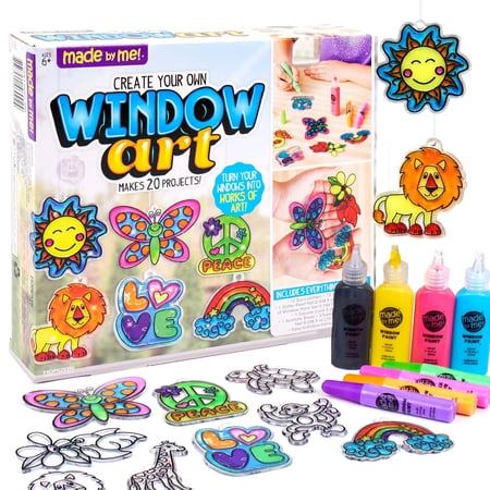 Made By Me Create Your Own Window Art, Paint Your Own DIY Suncatchers, Makes 20 Projects, Includes 12 Suncatchers, 12 Suction Cups, 8 Peelable Window Paints, Suncatcher Kits for Kids kk3 kk3