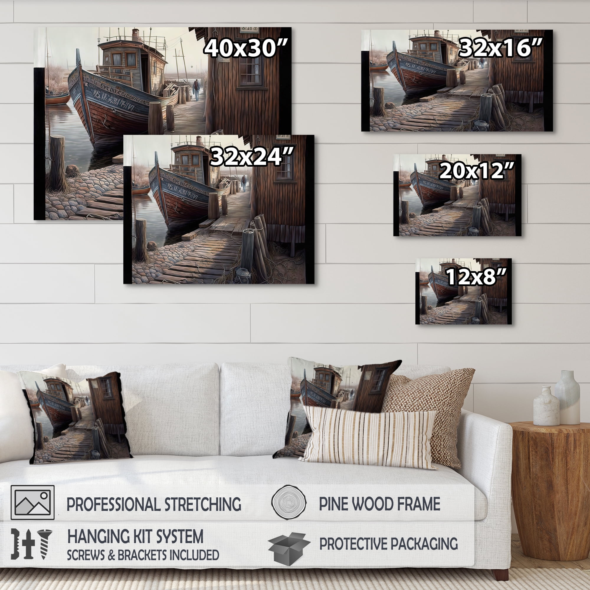 Designart Charming Boat House I Canvas Wall Art