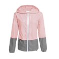 thumbnail image 1 of Opperiaya Women Packable Rain Jacket Outdoor Color Block Hooded Windbreaker, 1 of 4
