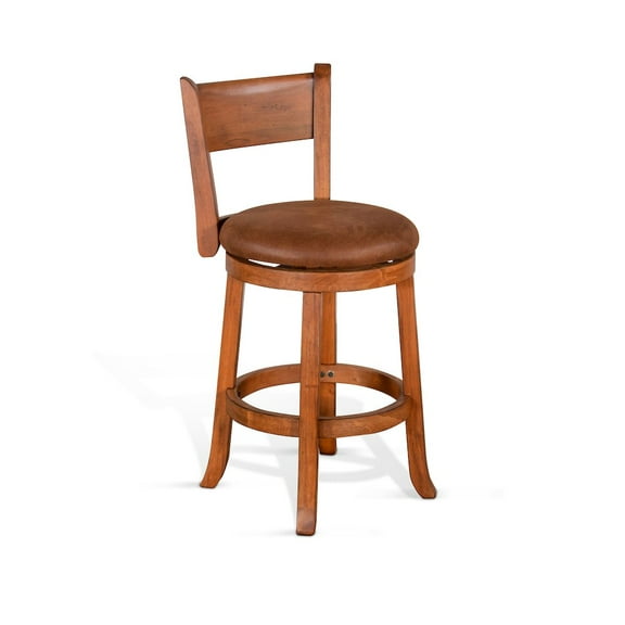 Sunny Designs Sedona 24" Mahogany Wood Swivel Barstool in Rustic Oak (Set of 2)