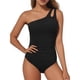 thumbnail image 2 of Traje Baño una Pieza con un Hombro Descubierto para Mujer, Traje Baño Control, Cobertura Total Modesta, Traje Baño con Abertura en la Parte Posterior. Negro S, 2 of 6