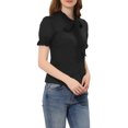 thumbnail image 4 of Allegra K Women's Elegant Embroidered Tie Neck Cotton Button Down Blouse Shirts, 4 of 6