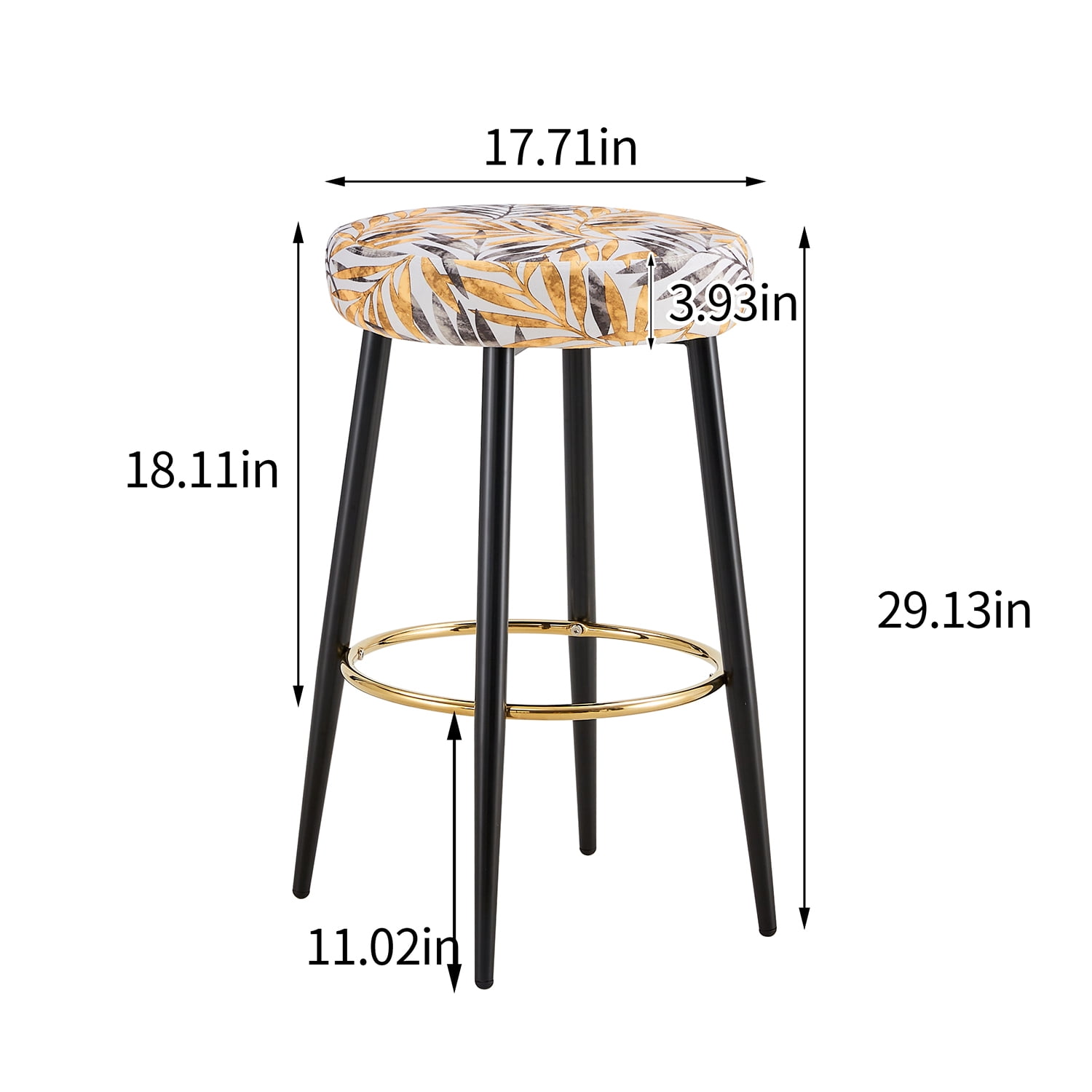 Demi Bonn 30" Counter Height Bar Stools Set of 2, PU Leather Upholstered Barstools, Kitchen Island Countertop Chairs for Dining Room, Gold