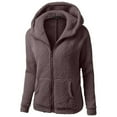 thumbnail image 3 of Lixiuxyad Fuzzy Fleece Hooded Coat Fleece Jacket Womens Sherpa Jacket Long Sleeve Zip Up Coat Winter Hooded Jacket Brown, 3 of 4