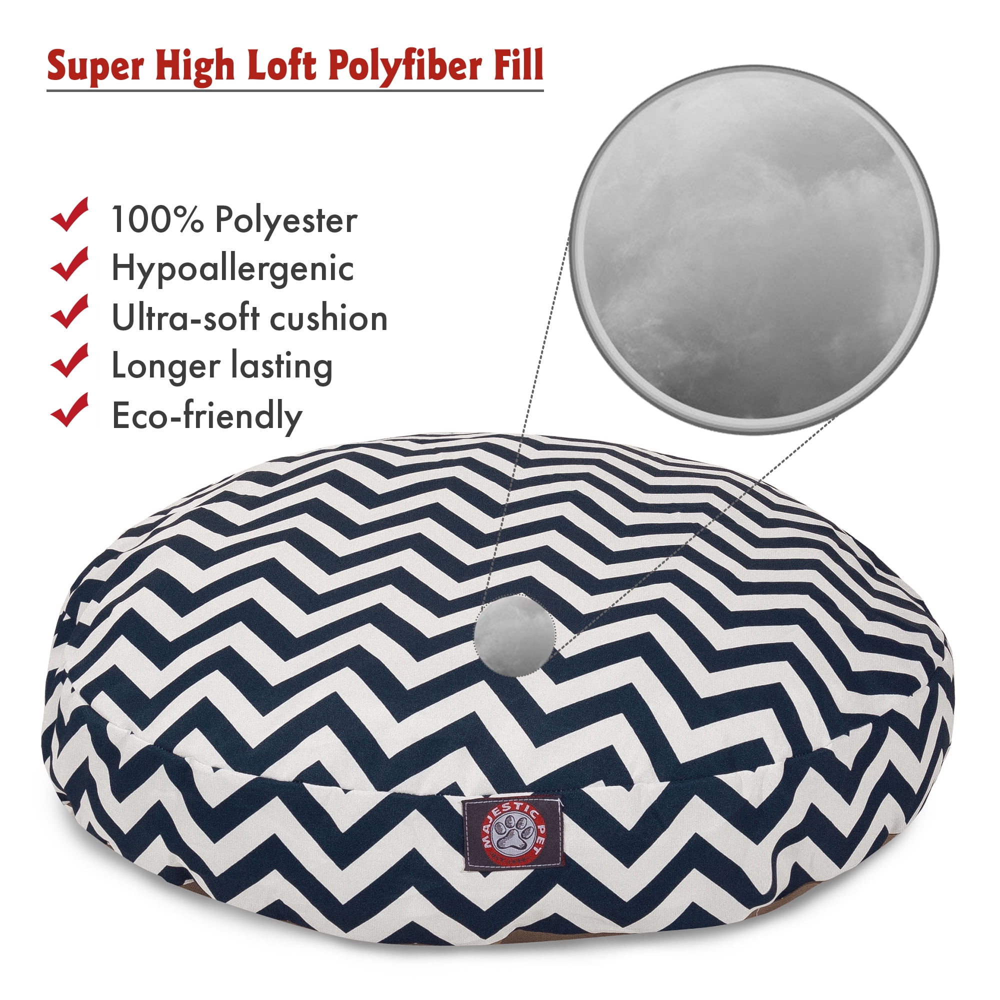 Majestic Pet | Chevron Round Pet Bed For Dogs, Removable Cover, Navy Blue, Medium