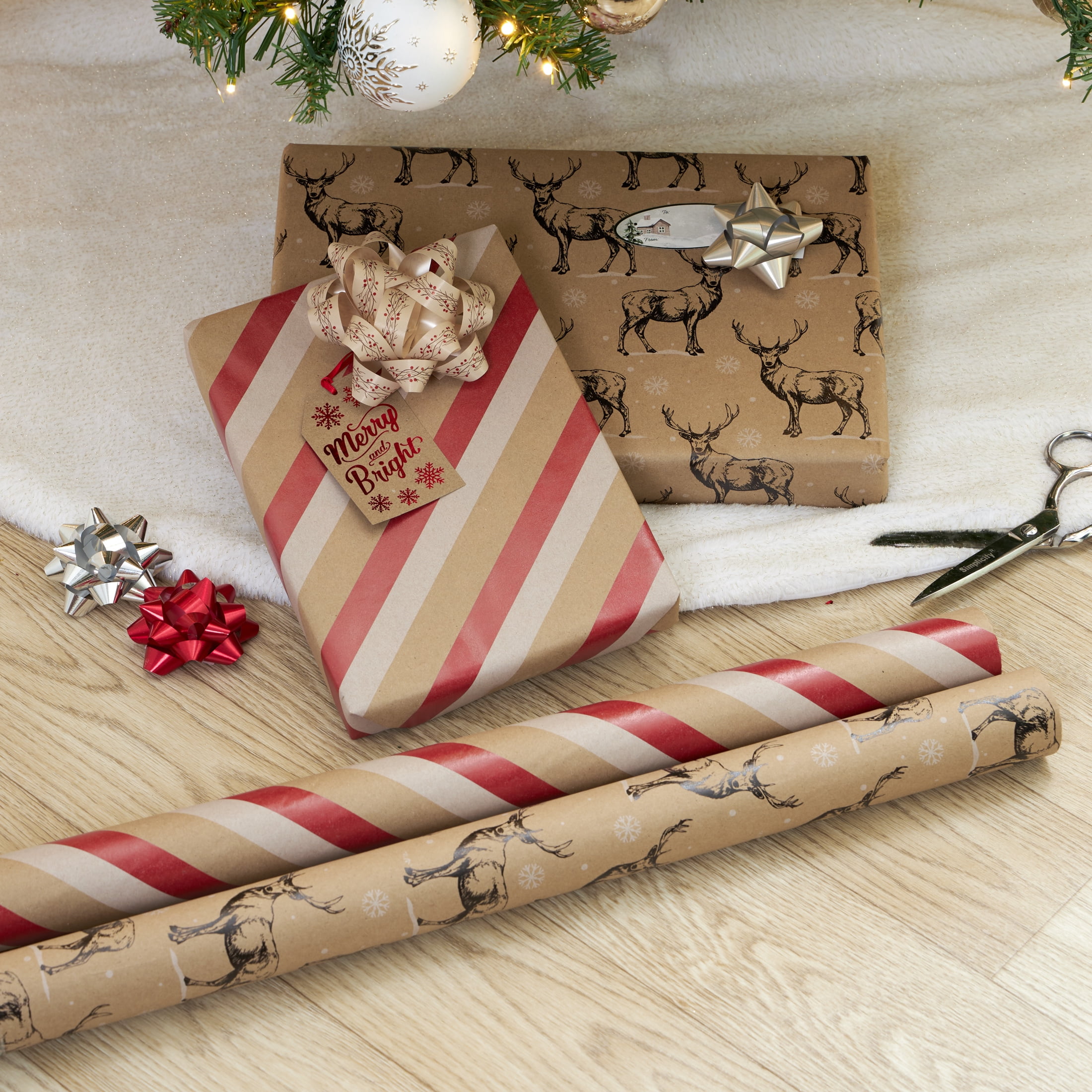 30 x 10' Christmas Wrapping Paper With Brown Backing by Place