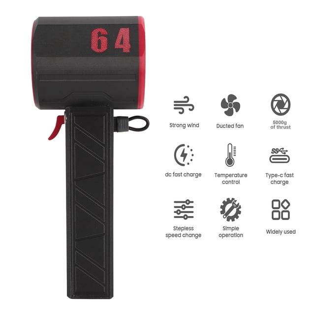 Electric Air Blower, 1000000RPM Compressed Air Duster, 5000g Thrust 64mm Ducted Brushless Motor Rechargeable Cordless Jet Dry Blower for Cleaning Keyboard PC Car